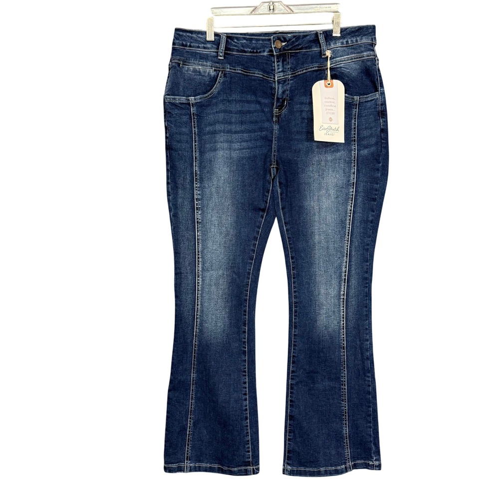 Coco + Carmen Jeans Womens XL Blue EverStretch Dark‎ Wash Bootcut Front Seam NWT